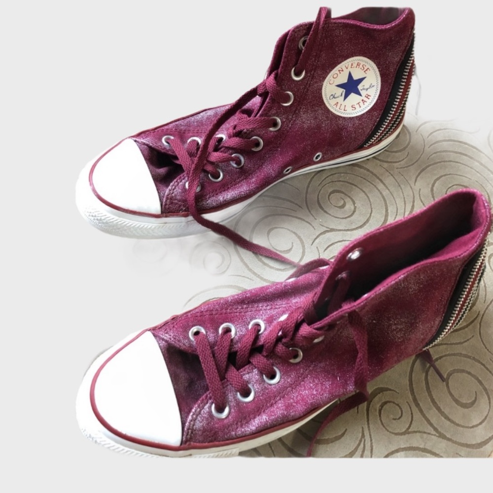 Majenta UNIQUE metallic converse w zippers m8 w10